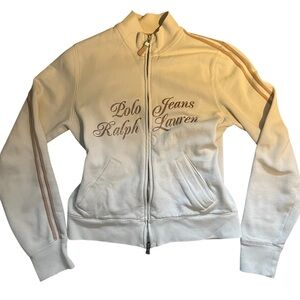 cream polo ralph lauren double full zip sweater